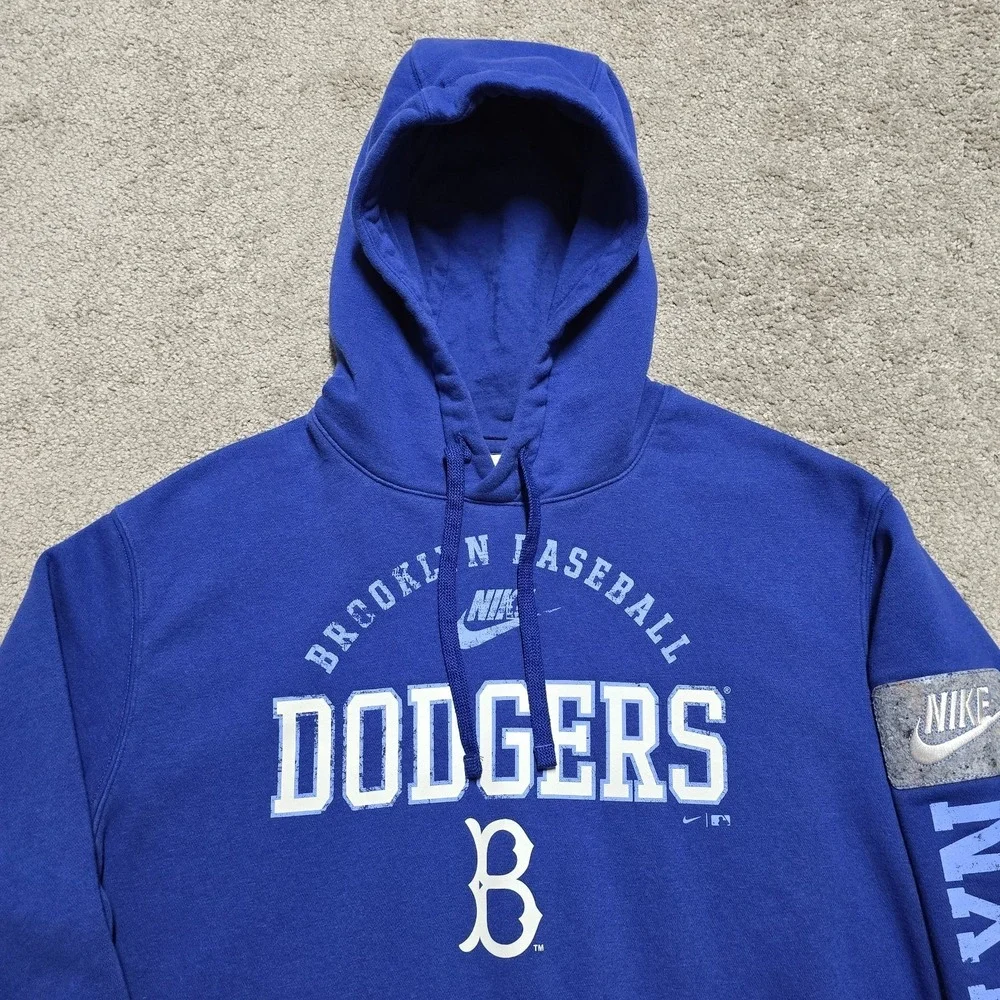 Brooklyn Dodgers Nike Club Fleece Hoodie MLB Mens M‎ Blue Sleeve Print